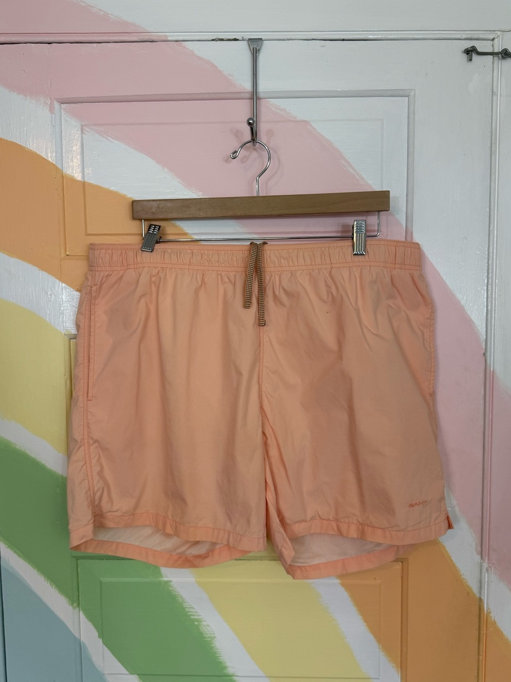 GANT Pastel Peach Swim Trunks Drawstring Beach Vacation Swim Shorts Sz XL 💛🍄